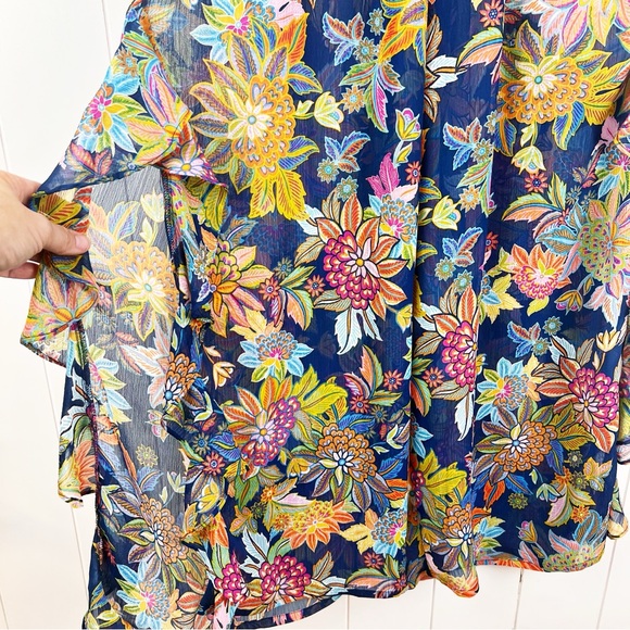 Bleu Rod Beattie Multicolor Floral Ruffle Swim Coverup Pants Womens Size 6 - Picture 2 of 9